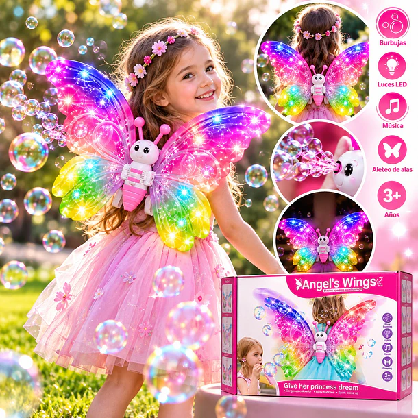Alas De Mariposa Con Luz Música Y Burbujas Juguetes Disfraz 3