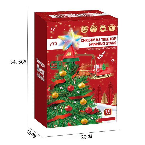 Adorno Para Árbol De Navidad Estrella Led Giratoria Musical 5