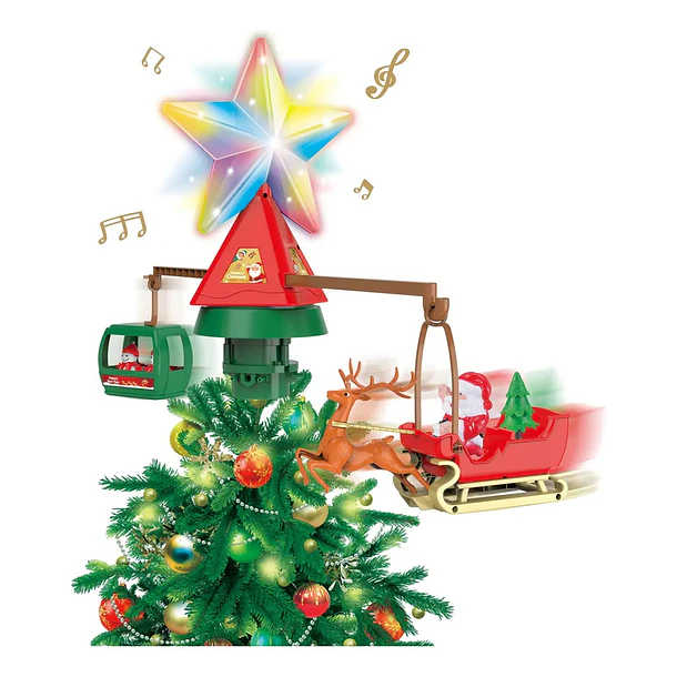 Adorno Para Árbol De Navidad Estrella Led Giratoria Musical 1