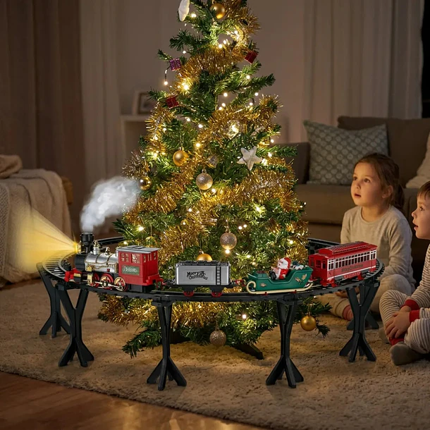 Adorno Tren Navideño Flotante Con Luz, Música Y Humo Real 3
