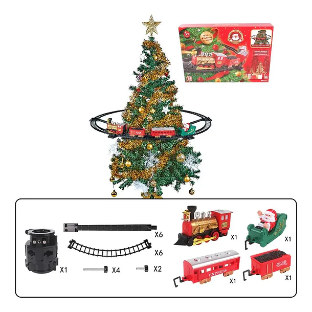 Adorno Set De Tren Navideño Vía Elevada O De Base Luz-sonido 2