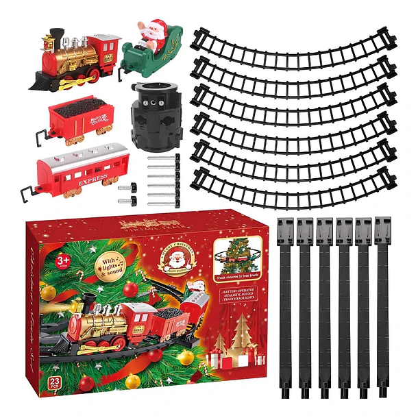Adorno Set De Tren Navideño Vía Elevada O De Base Luz-sonido 6