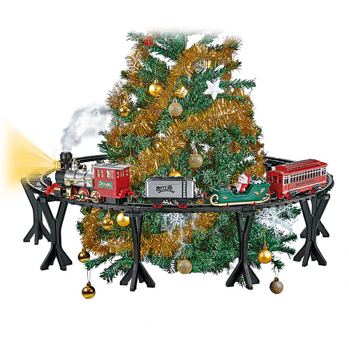 Adorno Set De Tren Navideño Vía Elevada O De Base Luz-sonido