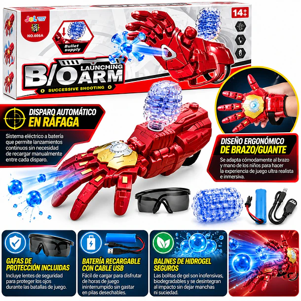 Guante Lanzador De Hydrogel Con Luz Y Lentes De Protección 2