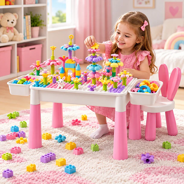 Mesa Didáctica Multifuncional De Bloques Con Silla Infantil 2