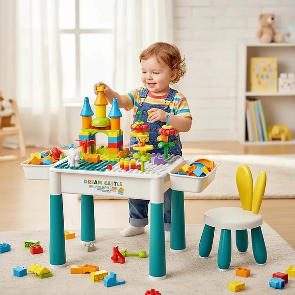 Mesa Didáctica Multifuncional De Bloques Con Silla Infantil 3