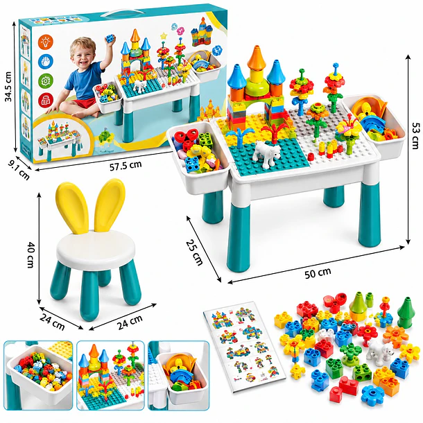 Mesa Didáctica Multifuncional De Bloques Con Silla Infantil 4