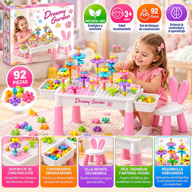 Mesa Didáctica Multifuncional De Bloques Con Silla Infantil 5