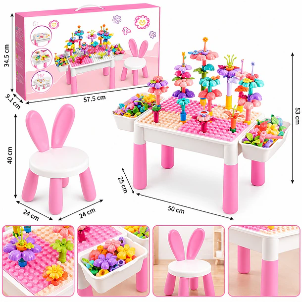 Mesa Didáctica Multifuncional De Bloques Con Silla Infantil 6
