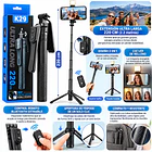 Trípode Y Bastón Selfie Extra Largo K29 (220 Cm) Con Luz y Bluetooth 4