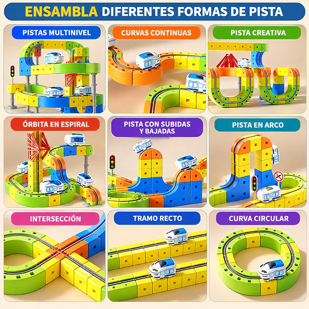 Pista De Carreras 3d Antigravedad Con Tren Eléctrico 67 Pzs 4