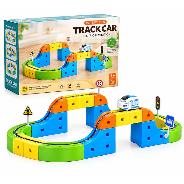 Pista De Carreras 3d Antigravedad Con Tren Eléctrico 67 Pzs 5