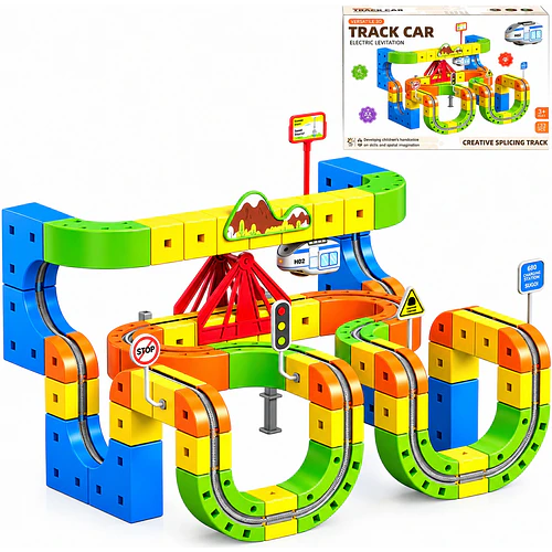 Pista De Carreras 3d Antigravedad Con Tren Eléctrico 133 Pzs