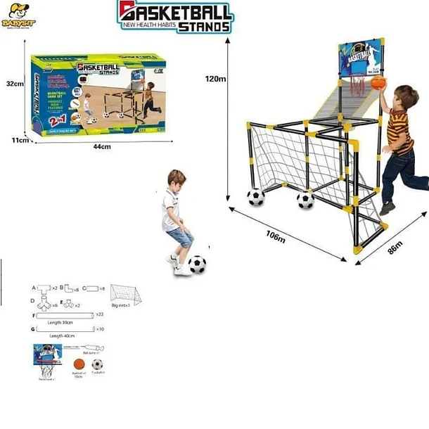 Set Deportivo Infantil 2 en 1 Arco de Fútbol y Aro de Basquetbol con Contador Electrónico 2