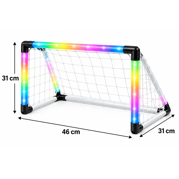 Arco De Fútbol Infantil Portable Luces Led Pelota E Inflador 6