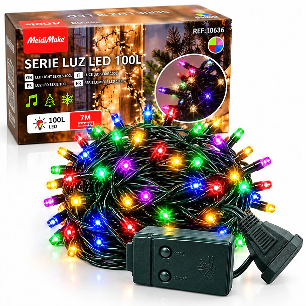 Luces De Navidad Multicolor Musical 100 Luces 7 Metros 1