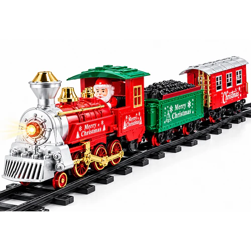 Adorno Tren Navideño Clásico A Baterías Aax6 377 Cm De Via