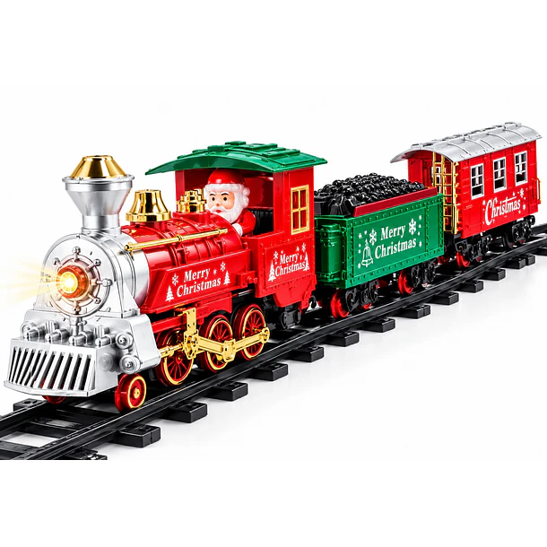 Adorno Tren Navideño Clásico A Baterías Aax6 377 Cm De Via 1
