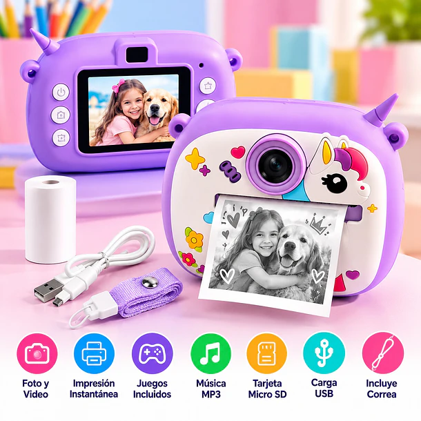 Mini Cámara Digital Infantil De Impresión Instantánea Usb 5