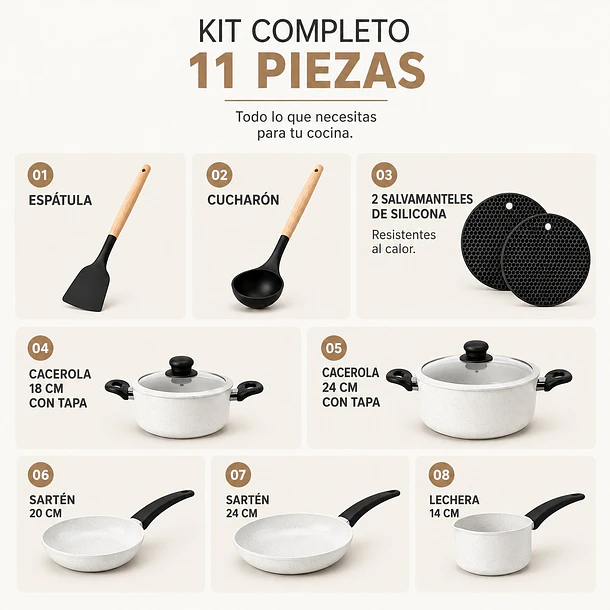 Batería De Cocina Antiadherente De Aluminio 11 Piezas 3