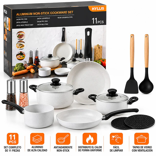 Batería De Cocina Antiadherente De Aluminio 11 Piezas 4