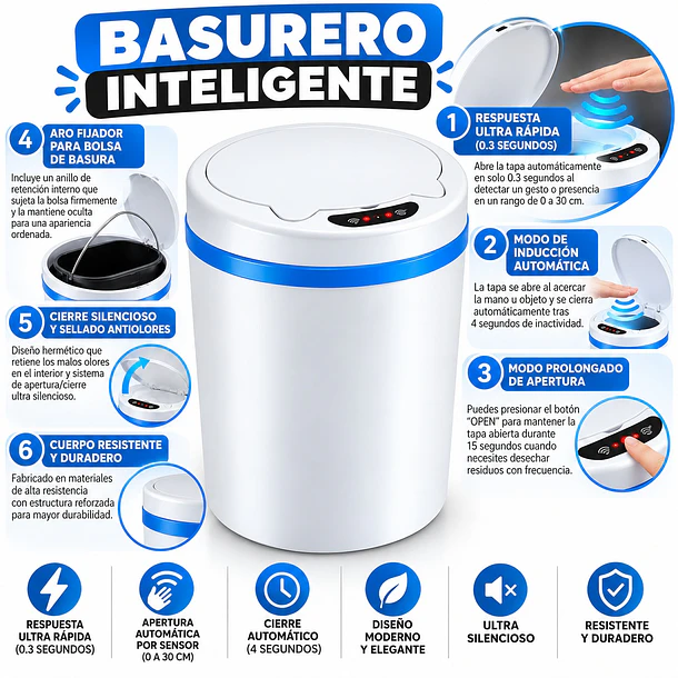 Basurero Inteligente con Sensor de Movimiento Automático e Infrarrojo 9