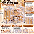 Organizador De Joyas Joyero Acrílico 4 Cajones 2 Paneles 4