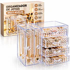 Organizador De Joyas Joyero Acrílico 4 Cajones 2 Paneles 1