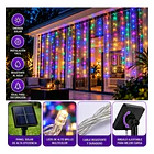 Guirnalda Cortina De Luces Led Solar 3x2 Metros Multicolor 1