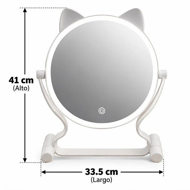 Espejo De Maquillaje Led Con Orejas De Gato Y 3 Tonos De Luz 4