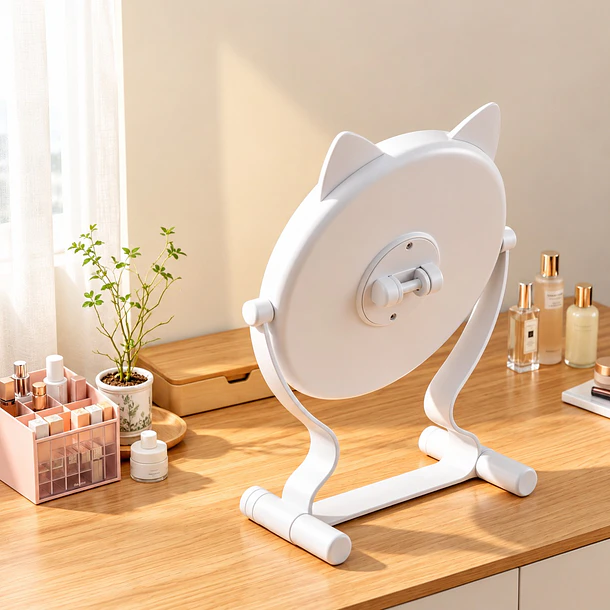 Espejo De Maquillaje Led Con Orejas De Gato Y 3 Tonos De Luz 2