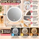 Espejo De Maquillaje Led Con Orejas De Gato Y 3 Tonos De Luz 3