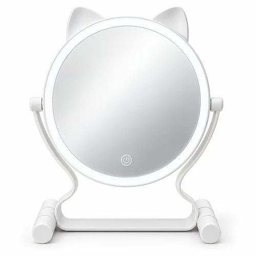Espejo De Maquillaje Led Con Orejas De Gato Y 3 Tonos De Luz