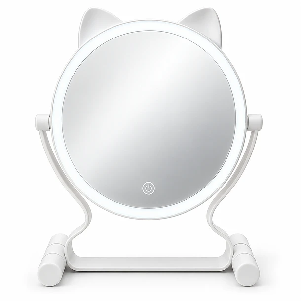 Espejo De Maquillaje Led Con Orejas De Gato Y 3 Tonos De Luz 1