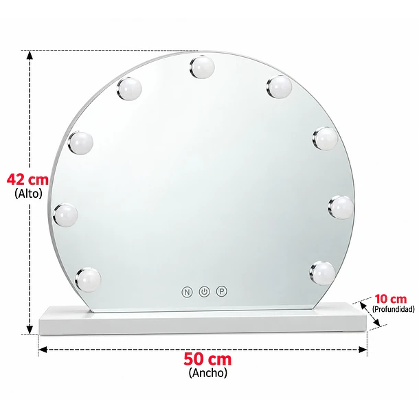 Espejo Hollywood De Maquillaje Arqueado Con 9 Ampolletas Led 4