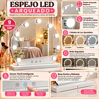 Espejo Hollywood De Maquillaje Arqueado Con 9 Ampolletas Led 6
