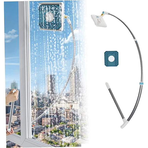 Limpiador de Vidrios Telescópico Curvo para Ventanas Exteriores en Altura 3