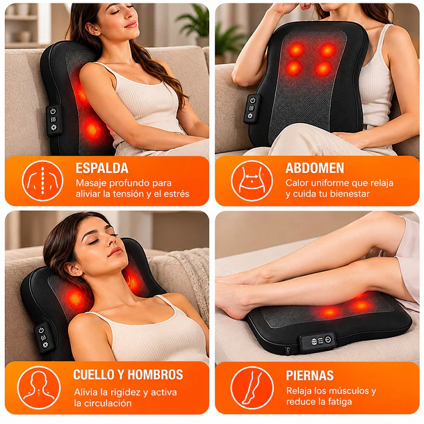 Cojín Masajeador De Espalda Calor Y Cabezales Desplazables 2
