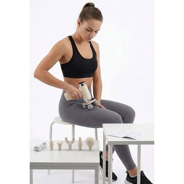 Pistola De Masaje Muscular Fascial con 5 Cabezales y 6 Velocidades 5