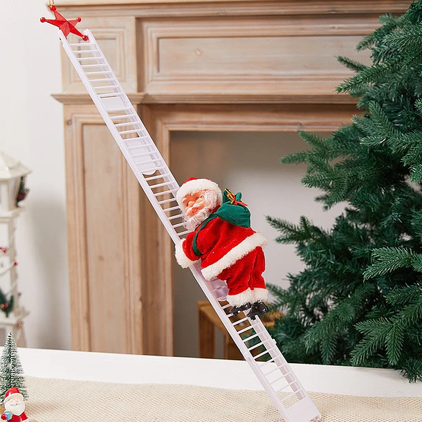 Adorno Navideño Animado Viejo Pascuero Sube la Escalera 2