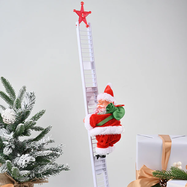 Adorno Navideño Animado Viejo Pascuero Sube la Escalera 3
