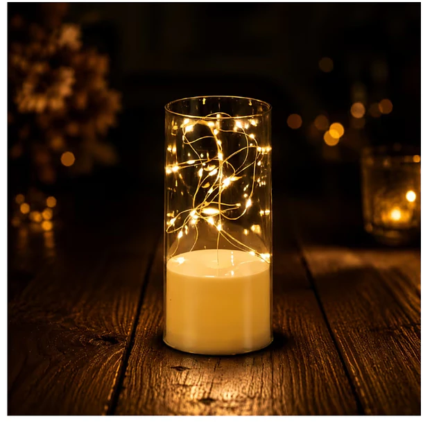 Vela LED Decorativa en Tubo con Micro Luces Fairy Light 3