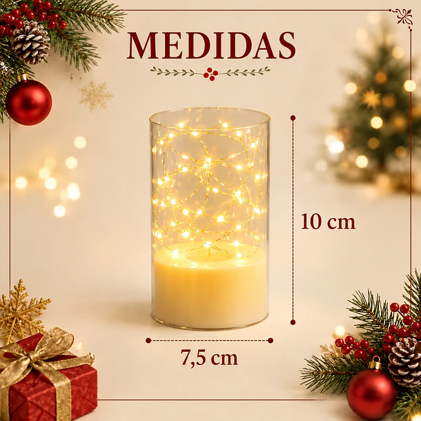 Vela LED Decorativa en Tubo con Micro Luces Fairy Light 4