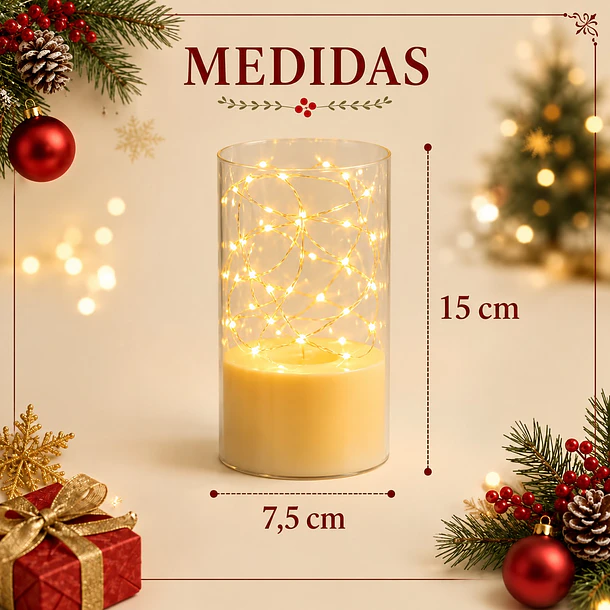 Vela LED Decorativa en Tubo con Micro Luces Fairy Light 9
