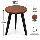 Mesa Auxiliar Redonda Lateral De Madera Con 3 Patas Nórdica 5
