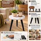 Mesa Auxiliar Redonda Lateral De Madera Con 3 Patas Nórdica 7