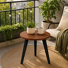 Mesa Auxiliar Redonda Lateral De Madera Con 3 Patas Nórdica 3
