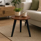Mesa Auxiliar Redonda Lateral De Madera Con 3 Patas Nórdica 4