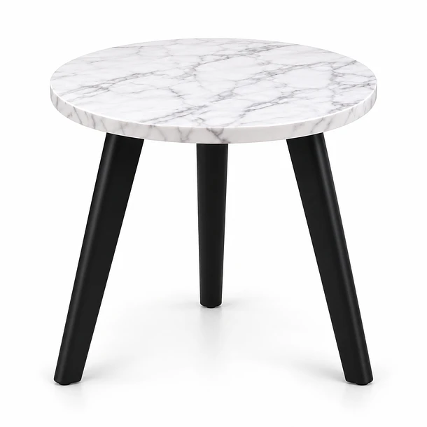 Mesa Auxiliar Redonda Lateral De Madera Con 3 Patas Nórdica 6