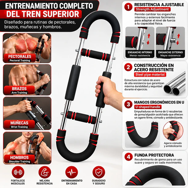 Ejercitador Multifuncional De Brazos Y Pecho Power Twister 4